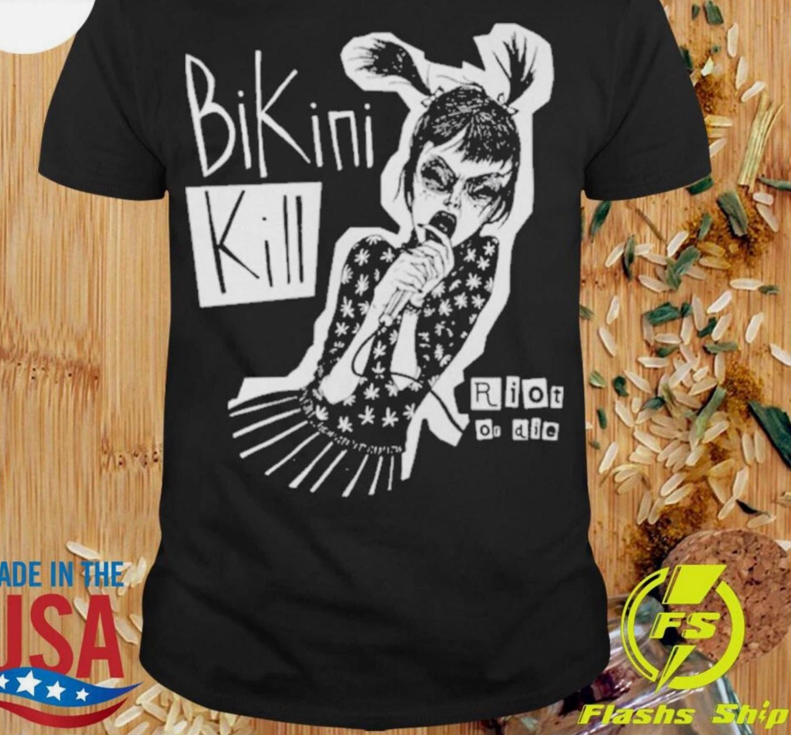 Vintage Bikini Kill Band Riot Or Die Cotton Black All Size Unisex T Shirt L
