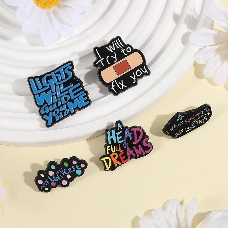 I Will Try To Fix You Enamel Pin Rock Band Music Lyrics I Want Something Just Like This Brooches Lapel Badge Jewelry Gifts