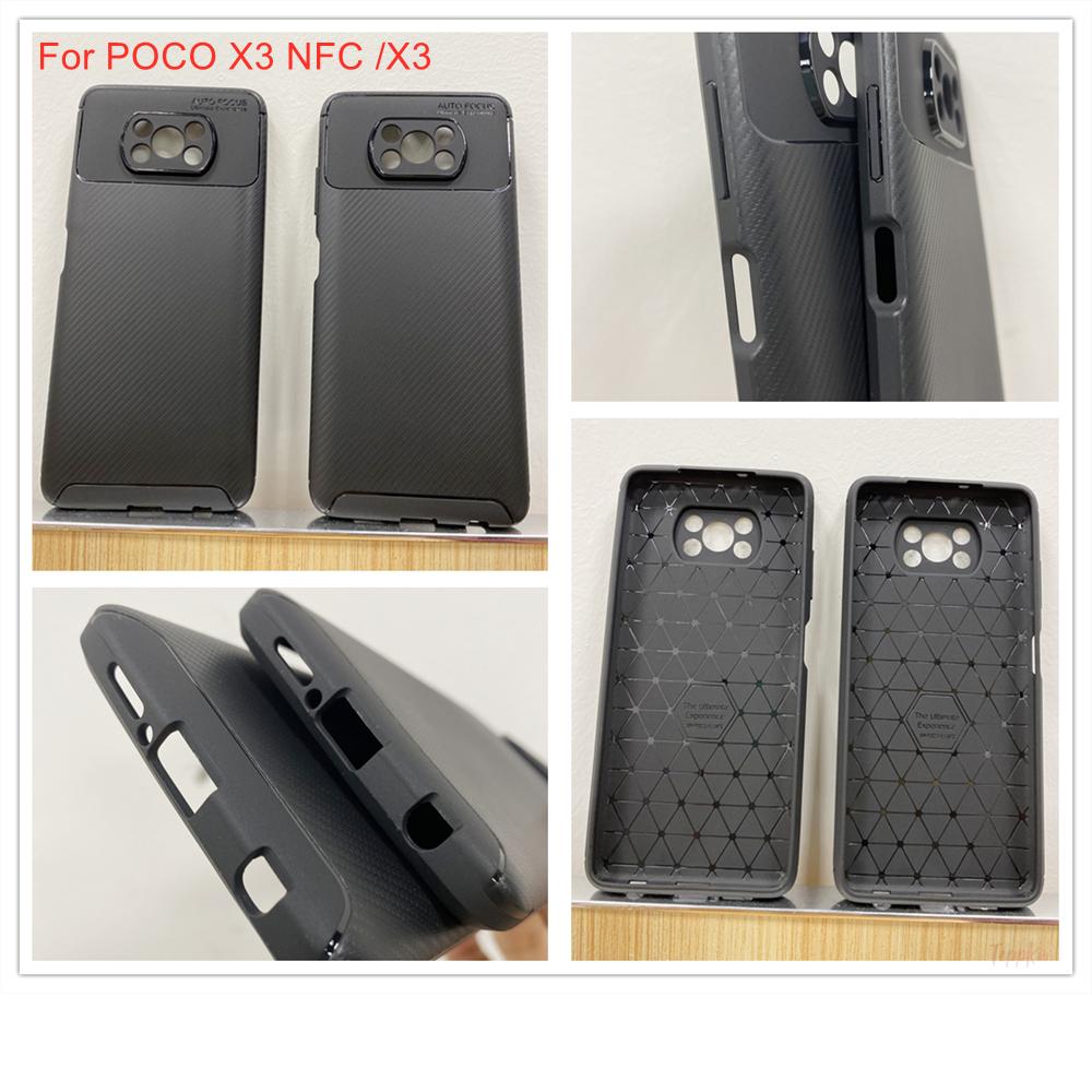 For Xiaomi POCO X3 NFC Case Soft Silicon Cover Carbon Fiber TPU Shockproof Case For M3 F2 Pro Redmi Note 9S 9 9A Mi 10T Pro Lite