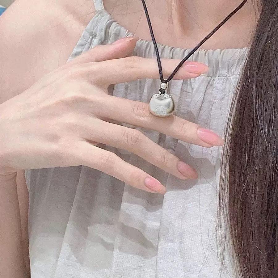 Trendy Woven Jade Safety Buckle Necklace for Students & Couples