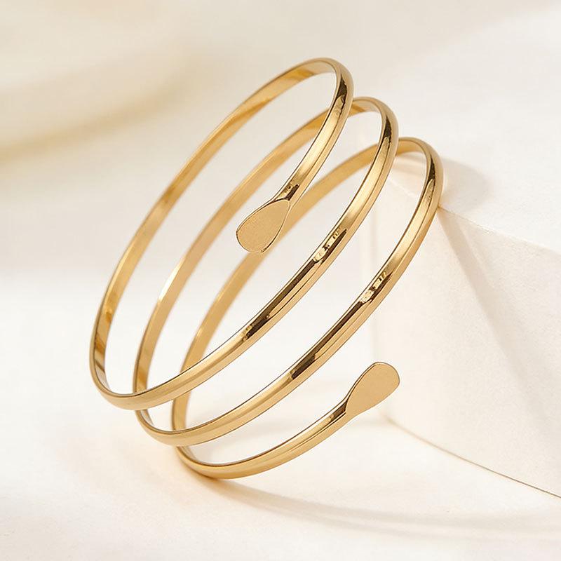 European & American Hollow Three-Layer Metal Arm Cuff - Punk Style.