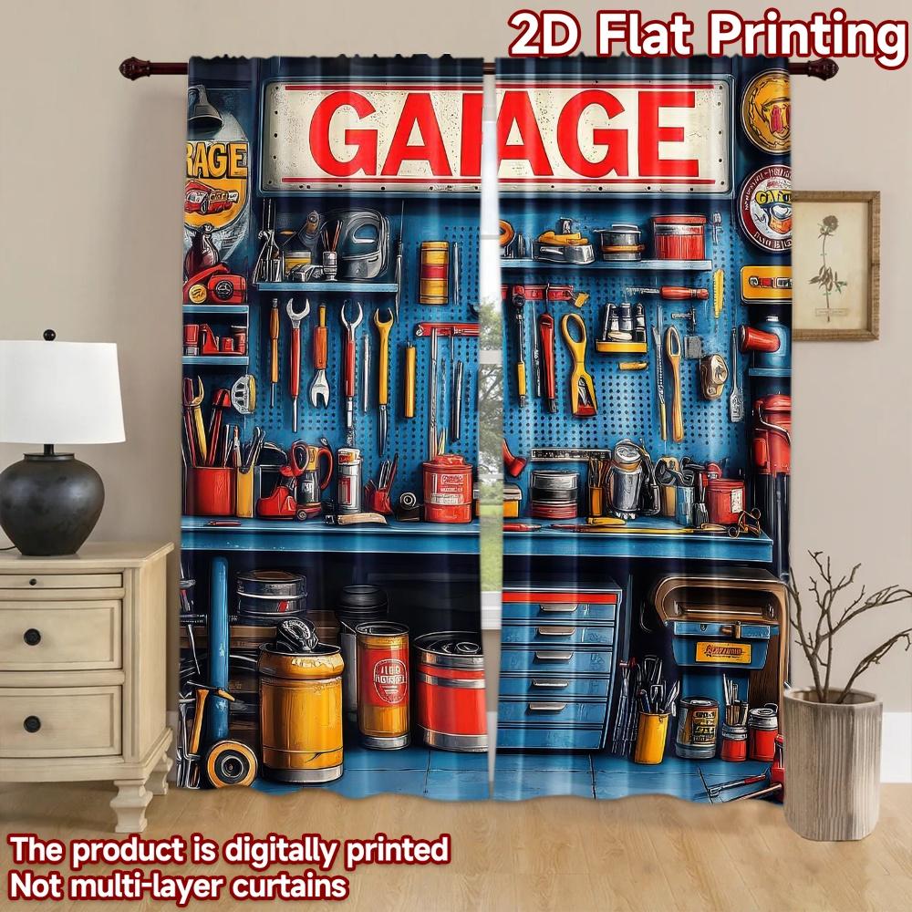 2D Flat Photography Backdrop Photography Backdrop Garage Tools Setup 100% Polyester Anniversary for Door, Wall, and Patio