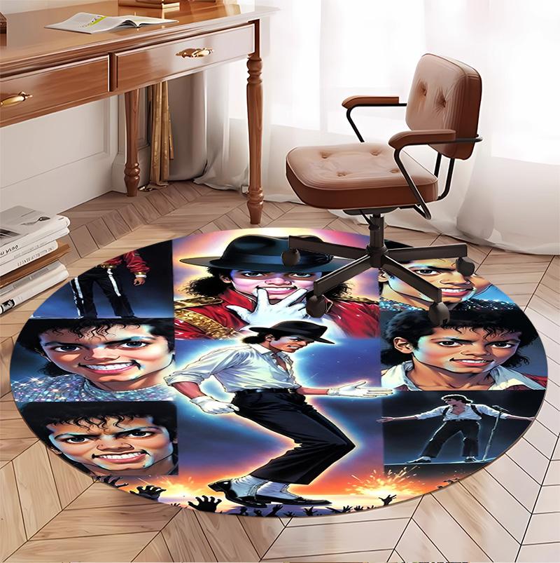 Michael Jackson Muster Runder Teppich, Innen-/Außenmatte, für Picknick, Spielzimmer, Schlafzimmer, Büro, Wohnzimmer, Heimdeko Teppich, Geburtstagsgeschenk