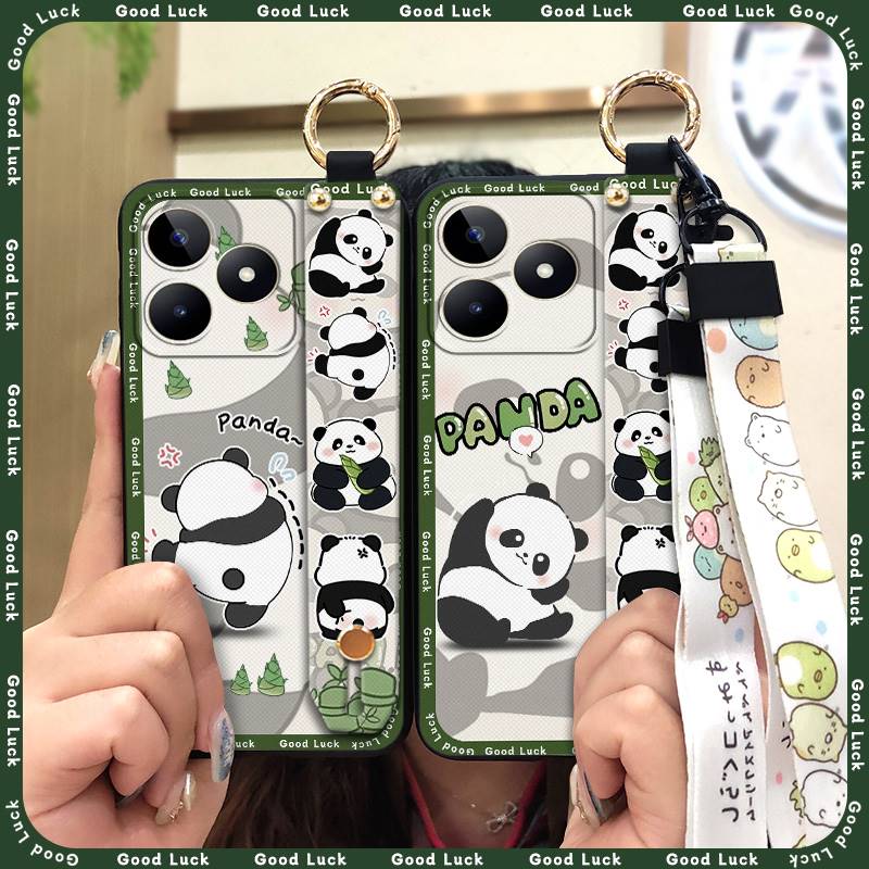 Wrist Strap Back Cover Phone Case For Realme C53/Narzo N53 Phone Holder Fashion Design Anti-knock Silicone Protective