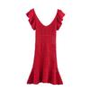 Zbzr Spring New Women Clothes Western Style French Style Laminated Decorative Texture Knitted Mini Dress 3991013