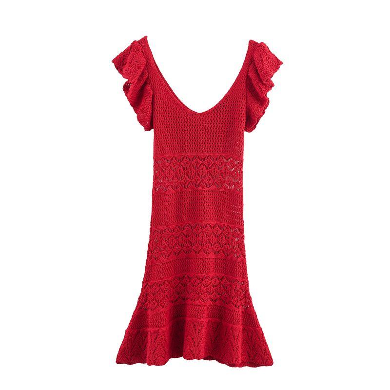 Zbzr Spring New Women Clothes Western Style French Style Laminated Decorative Texture Knitted Mini Dress 3991013