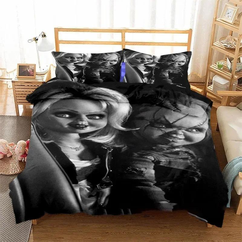 3D-Druck Horrorfilm Chucky Bettwäsche-Set Kissenbezug Bettbezug Doppel Einzel Voll Queen King Erwachsene Kinder Deckenbezug