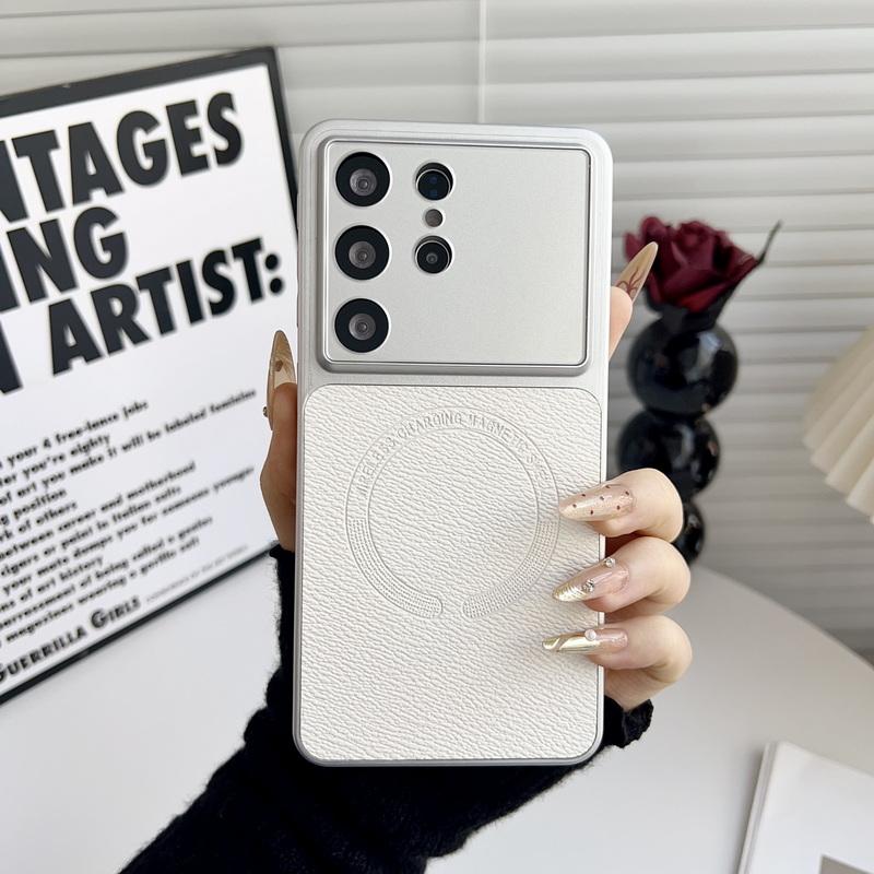Magnetic For Magsafe Slim Leather Skin Case For Samsung S26 Ultra S25 FE S24 Plus Hybrid PU+PC Matte Shockproof Hard Cover Cases
