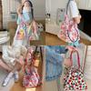 Chic Korean Style Floral Tote Bag Roomy Soft Cotton Summer Shoulder Bag For Everyday Use