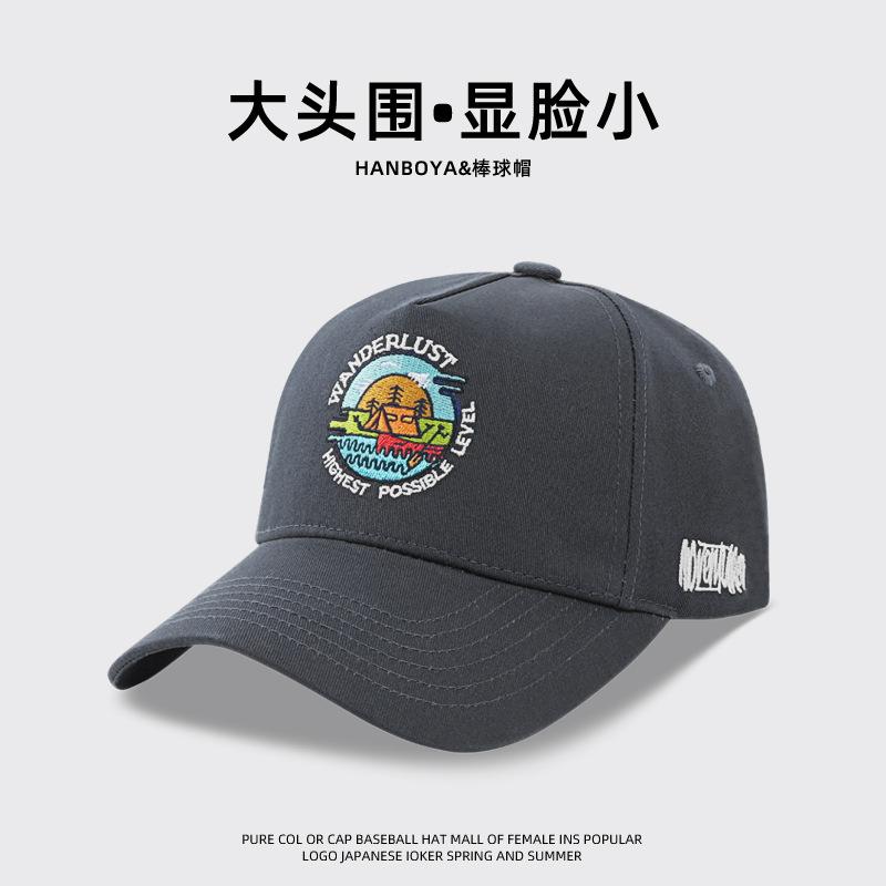 Large size baseball hat Men's outdoor hard top sun hat Show small face Big head circumference Baseball cap Women's summer breathable sun hat