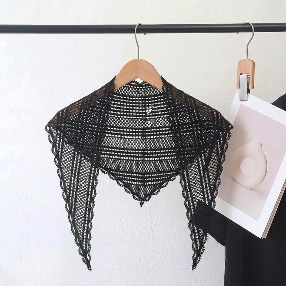 Solid Color Hair Scarf Hollow Out Lace Scarf Fashion Triangle Wrap Women