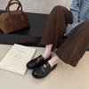 Loafers women's one-pedal 2025 spring and autumn new fashion versatile British lazy love thick heel small leather shoes