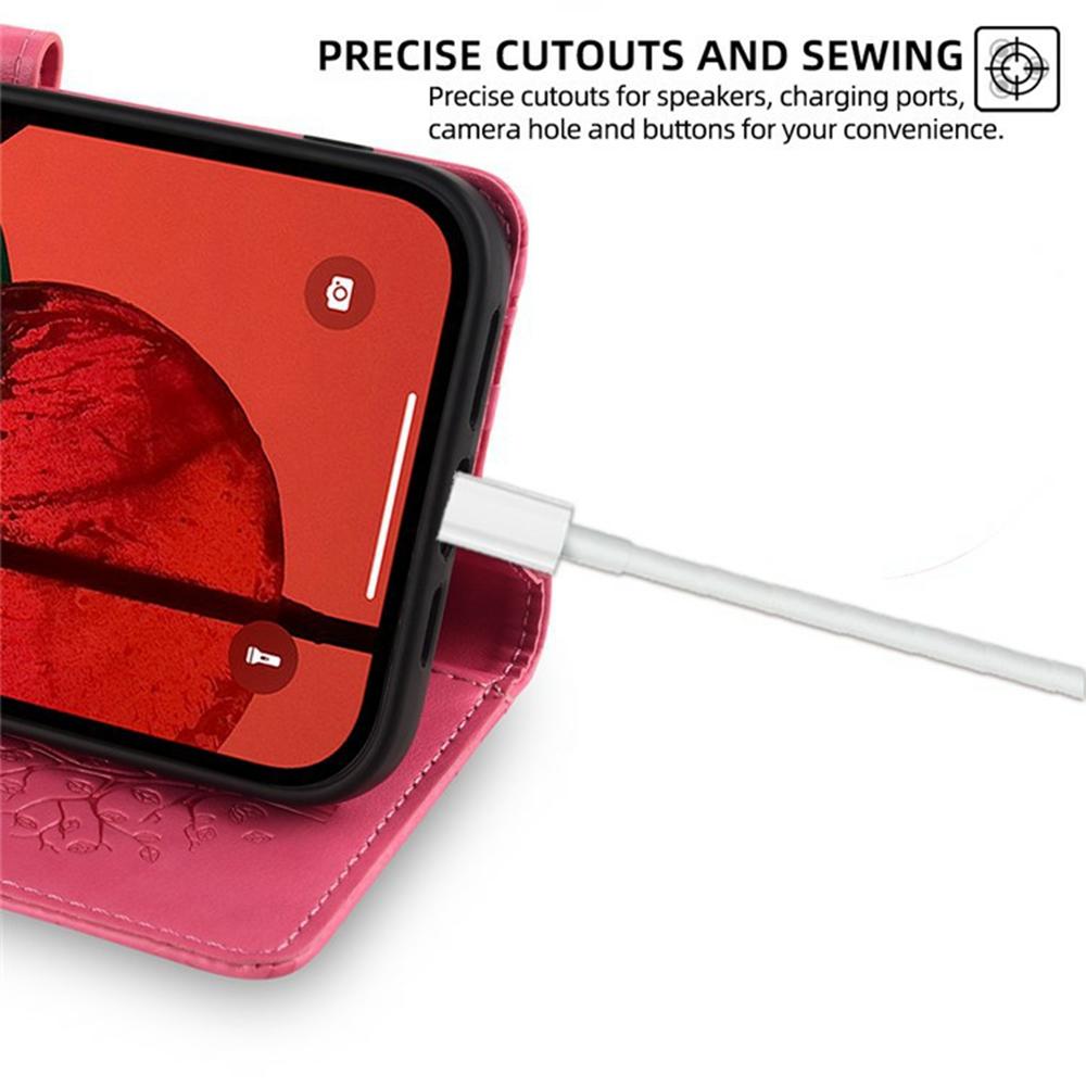 For iPhone 16e Case PU Leather Wallet Phone Cover Tree Deer Imprinted