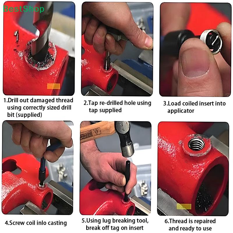 Thread Repair Kit (M5/M6/M8) | Helicoil Insert Set with Drill, Tap & Installation Tools for Damaged Bolt Threads