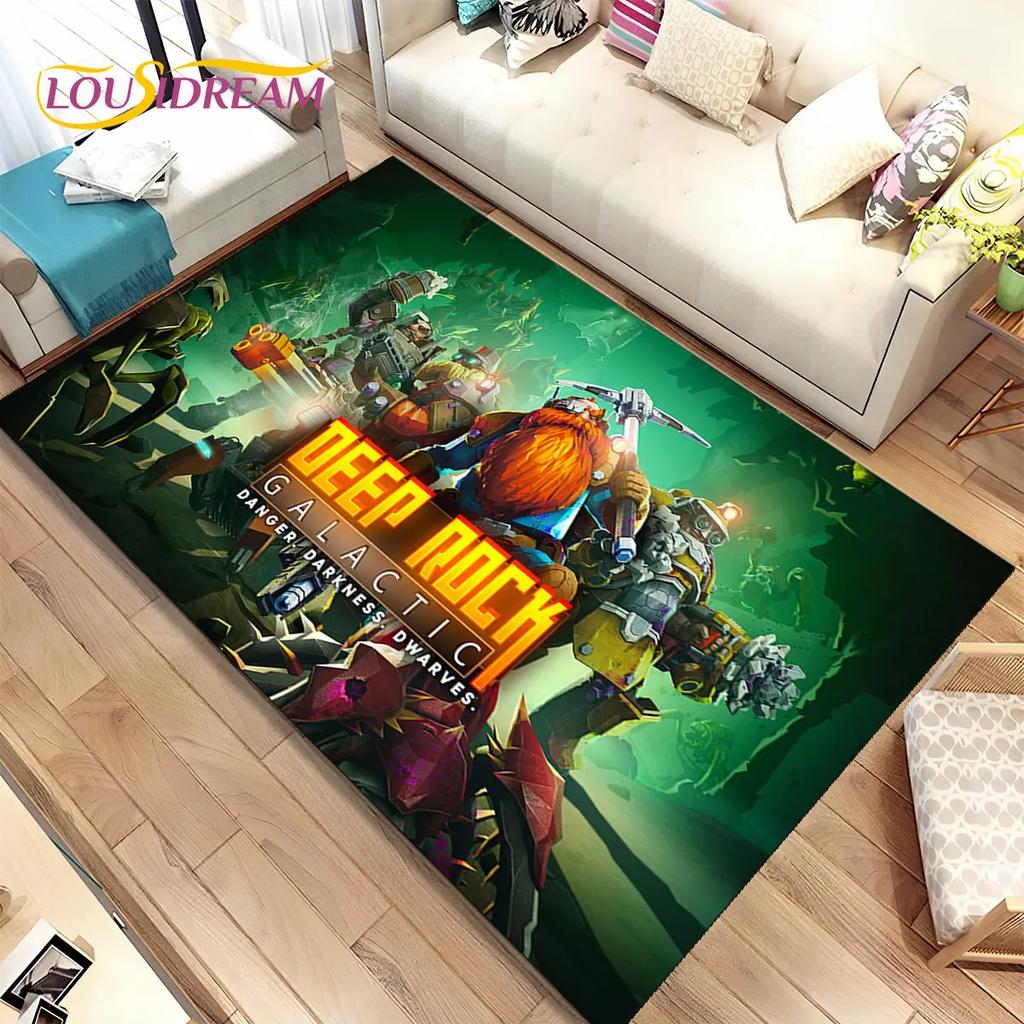 3D DRG Deep Rock Galactic Game Gamer Area Rug,Carpet Rug for Living Room Bedroom Sofa Doormat Decoration,kids Non-slip Floor Mat