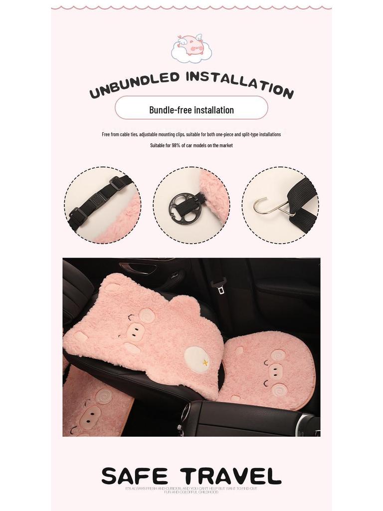 Adorable Cartoon Pig Plush Car Seat Cushion for Women, Fits Haval H6, Red Rabbit, Big Dog, Mythical Beast, and Dragon H2.