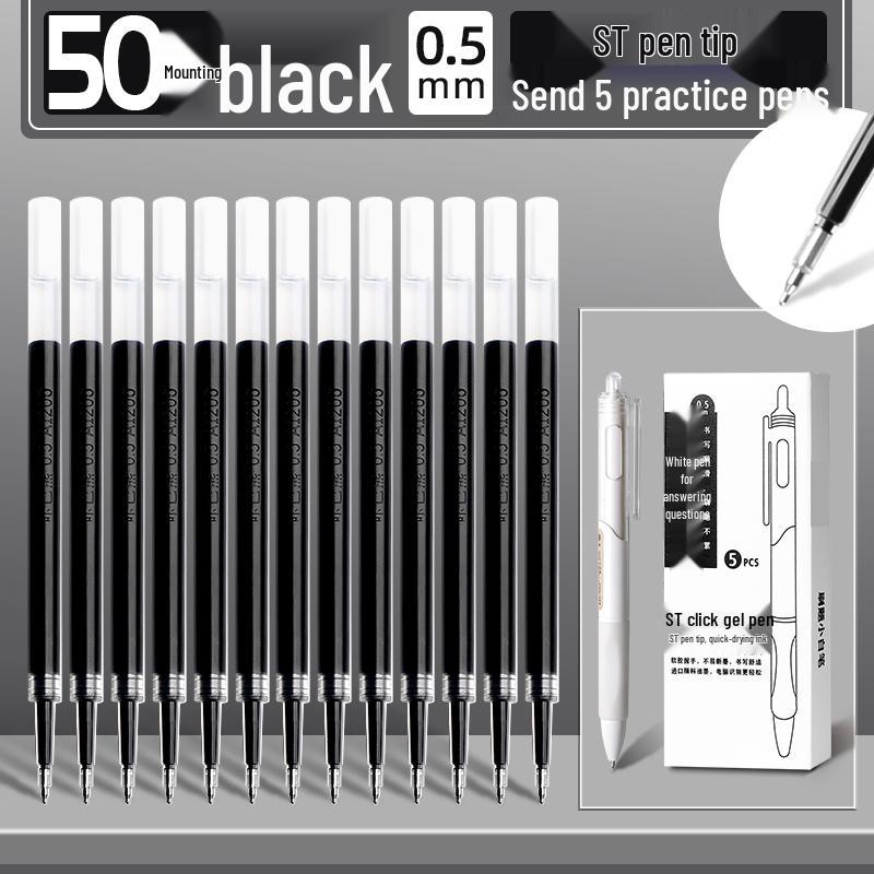 Quick-Dry 0.5mm Black Gel Pen Refill, Universal Needle Tip, Push-Action, Signing Replacement Core