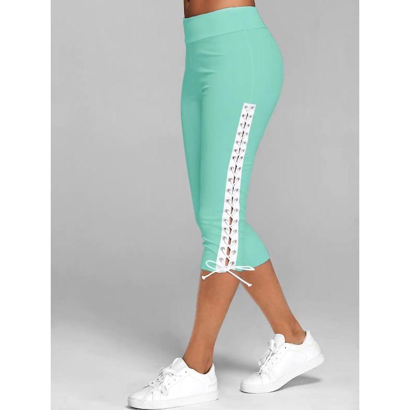 S-5XL Dámské kalhoty s vysokým pasem, zkrácené, s elastickým pasem, bezešvé fitness sportovní legíny plus size