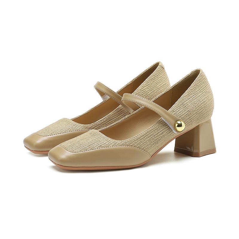 

Женские осенние 2025 туфли на среднем каблуке, массивные, с квадратным носком, профессиональные для работы 37