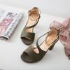 Summer Women Sandals With Velvet Material And Block Heel For Casual Wear