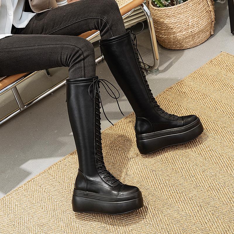 Retro British Style Long Martin Boots Will Be Popular In Autumn and Winter 2025, Fashion Trend, Thick Bottom Will Increase by 8 Cm, Cool Tide