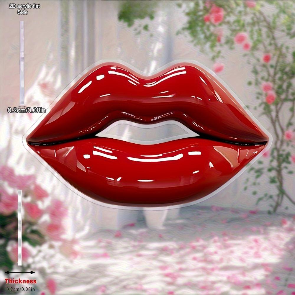 

2D Flat Acrylic Heart-shaped Red Lip Decoration, No Need for Batteries/electricity, Unique Indoor/outdoor Decoration, Multi-p 20*12cm