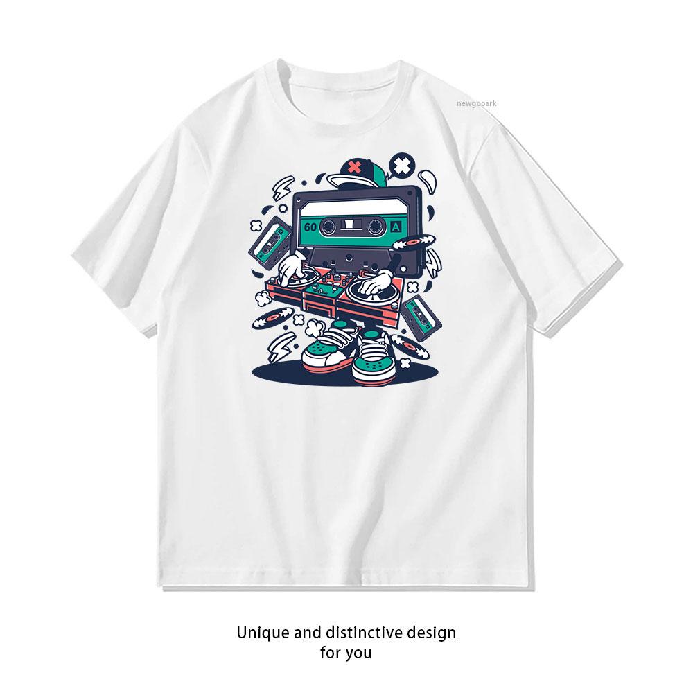 

Vintage DJ Street Style cotton T shirt Unisex Adult couple streetwealtops tee Short sleev Casual 4XL