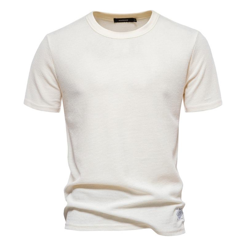 New Waffle T-shirt for Spring and Summer Men's Round Neck
