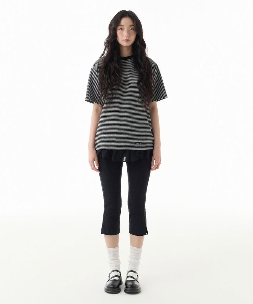 NOT ONLY FOR TODAY Striped Short Sleeve T-Shirt [Black]