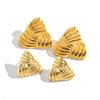 CARLIDANA Hot Selling Stainless Steel Jewelry Fashion Gold Plated Earrings Stripe Wrapped Triangular Square Earrings Women