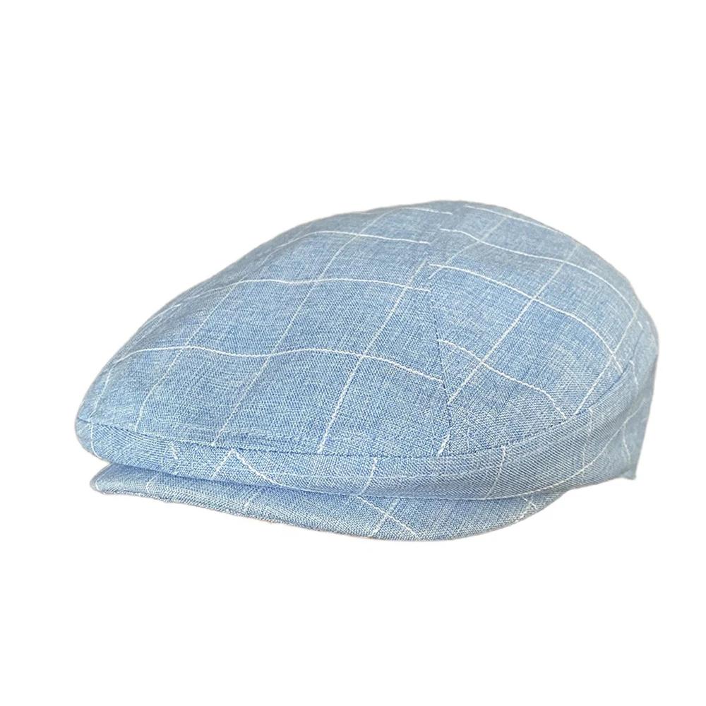 

New Big Size 62cm Beret Men Summer Breathable Newsboy Cap Women British Retro Octagonal Hat Painter Cap Ivy Caps Male 58cm 60cm XL 60-62CM небо синє кольору
