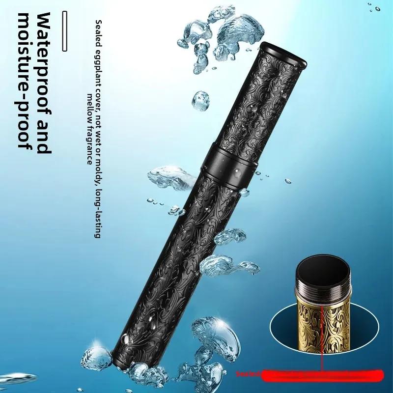 Portable Metal Cigar Case Single Tube Humidor with Moisturizing Seal Cover Waterproof Travel Outdoor Cigar Accessories for Men