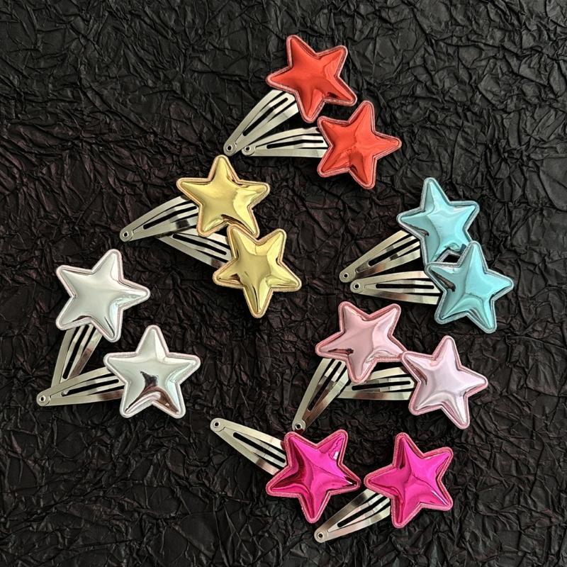 PU-Leather Hair Clip Hairpins Fashion Five-Pointed Star Hair Barrettes Sweet Headpiece Hair Accessories for Women Girls