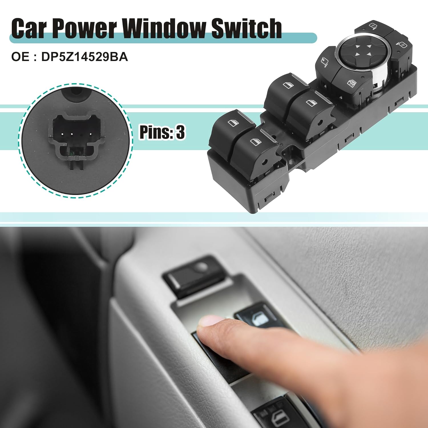 

ACROPIX Front Left Driver Side Master Power Window Switch Fit for Lincoln MKC 2015-2019 No.DP5Z14529BA - Pack of 1 Black