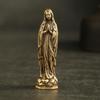 Vintage Jungfru Maria Staty Små Prydnader Mässing Heliga Moder Religion Tro Buddha Heminredning