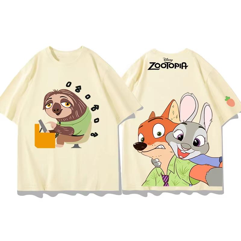 Miniso Zootopia Bawełniany T-shirt Top Moda Y2k T-shirt Męski Bawełniany T-shirt Top Letni Damski T-shirt Y2k Ubrania dla Pary