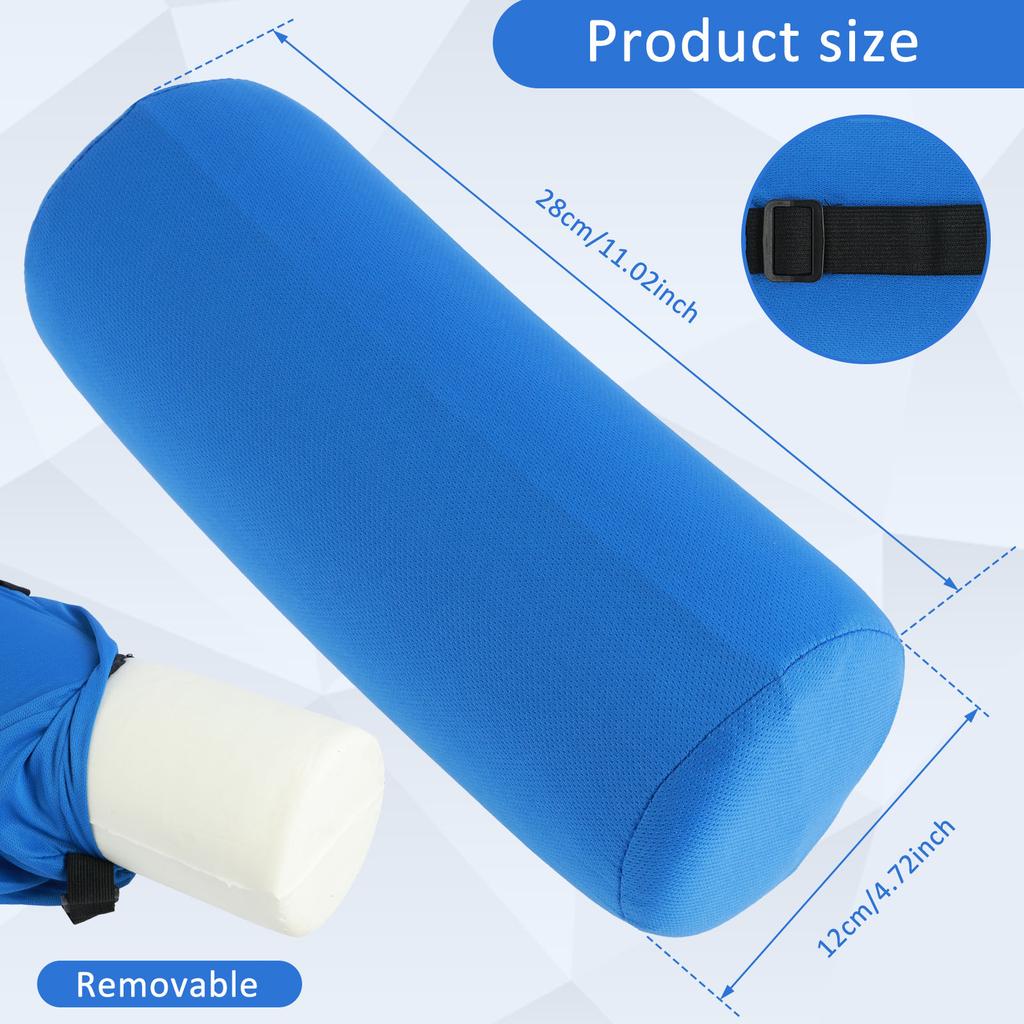 Round Lumbar Support Roll Memory Foam Roll Pillow with Adjustable Elastic Band Ergonomic Neckroll Pillow Portable Travel Bolster