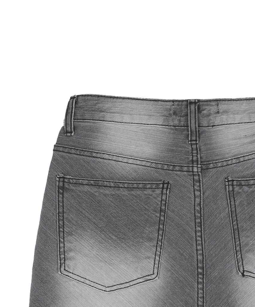 High School Disco Vintage Washed Denim Long Skirt