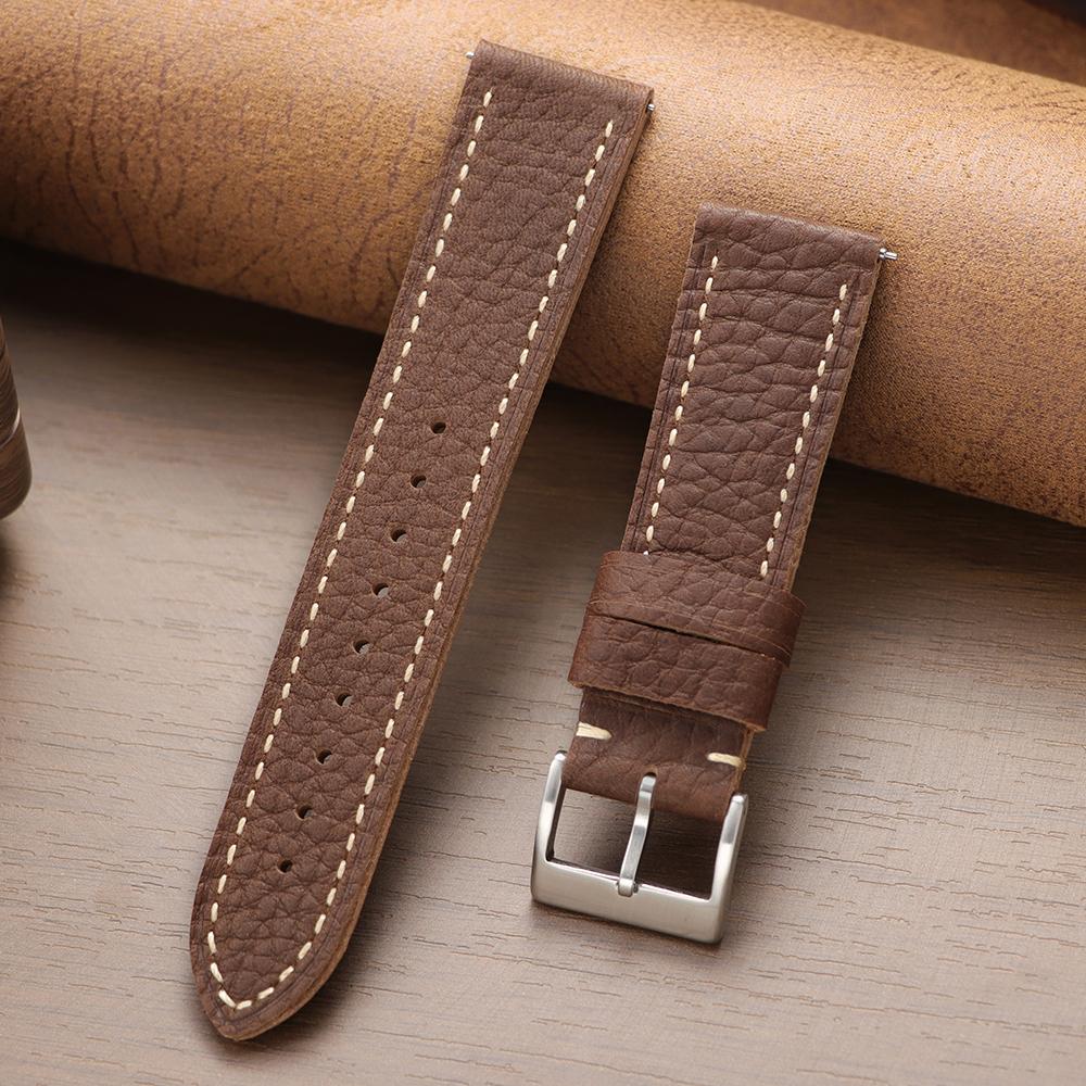 Cowhide Watch Strap Bracelet Vintage Genuine Calfskin 20mm 22mm 24mm Watchband Women Men Fashion Watch Band Belt with Pin Buckle
