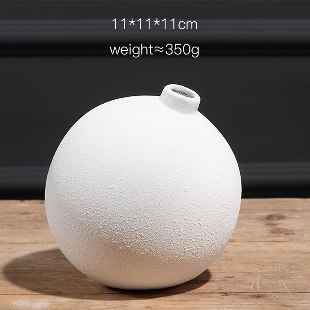 Nordic Modern Minimalist Spherical Circle Ceramic Porcelain Vase White Frosted Tabletop Flower Vase