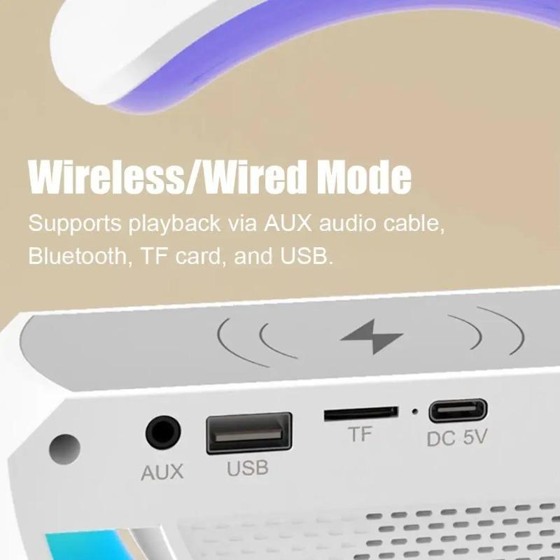 Bluetooth Speaker Wireless Charger Table Lamp RGB Alarm Clock Sound Box LED Portable Mini Party Loudspeaker