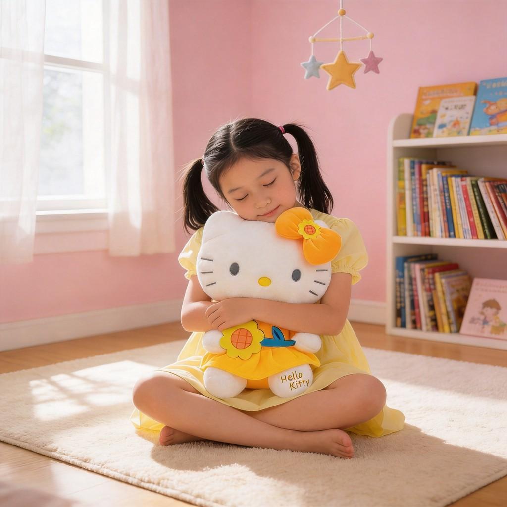 Plush Sunflower Hello Kitty Cat Toy With Soft Pp Cotton For Kids Birthday Gift