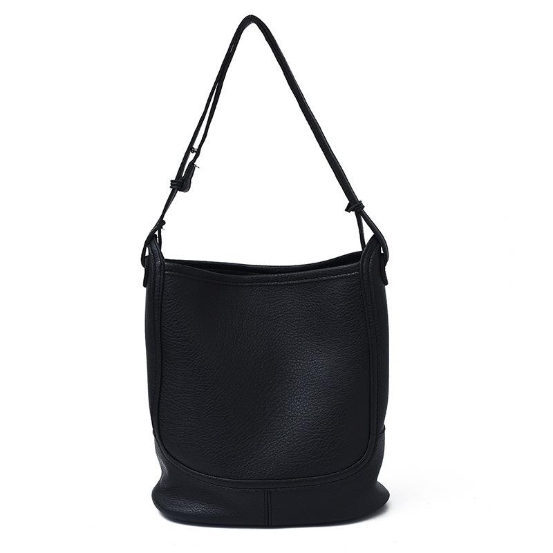 Simple Casual Solid Color Women's Bucket Bag Autumn New High End Texture PU Shoulder Bag Office Lady Commuting Messenger Bags