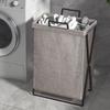 Large Capacity Dirty Clothes Basket Waterproof with Handle Folding Laundry Hamper Metal Frame Heighten Bottom
