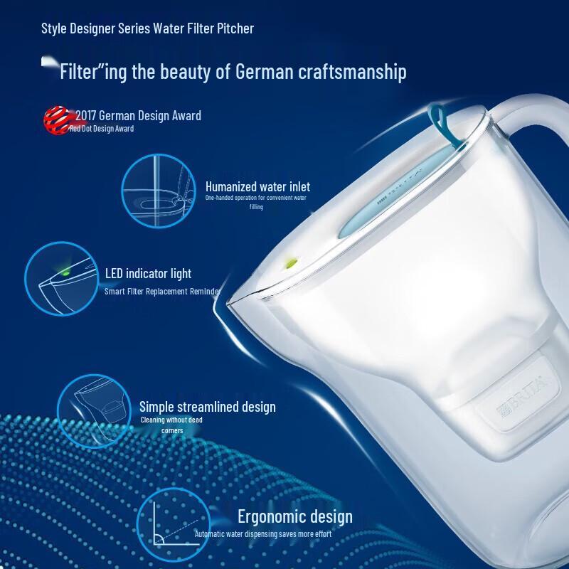 BRITA Style XL Water Filter Pitcher CN Plug (adapter Included)