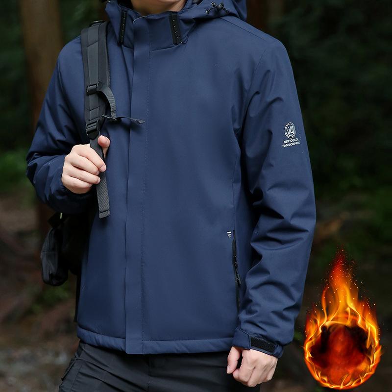 Waterproof Windproof Tactical Jacket for Men Warm Plush Casual Outdoor Mountain Climbing Fleece Regular Jacket Autumn Winter