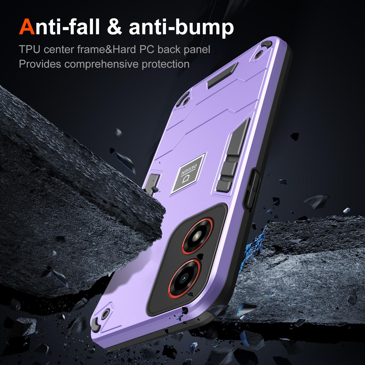 

For Motorola Moto G04 4G Case PC+TPU Drop-Proof Protective Phone Cover Purple