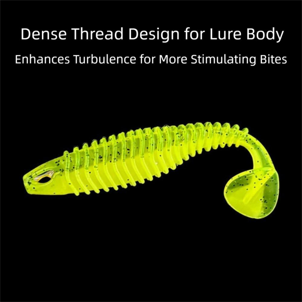 

10Pcs Soft Material Ribbed Shads Ribbed Texture Fishing Bait Worm Fish Bait Soft Lure Perch Fishing 8cm-5#-10pcs