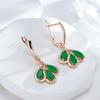Kienl New  Rose Gold Color Long Drop Earrings Green Natural Zircon Flower Vintage Earring Women High Quality Daily Jewelry