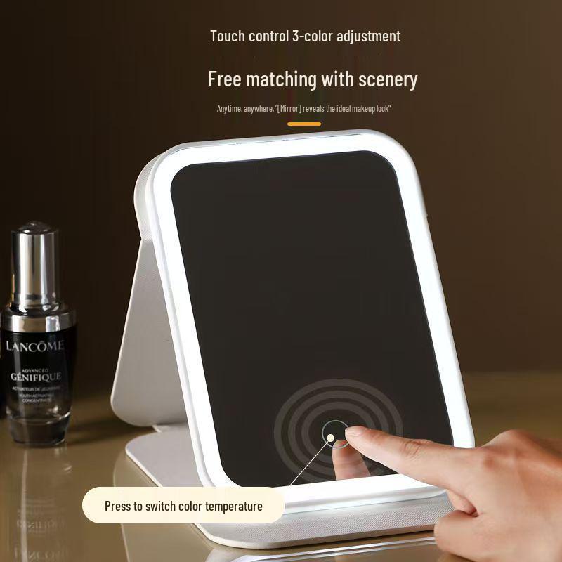 Portable LED Makeup Mirror: Folding, Standable, Ideal for Home, Dorm, and Travel